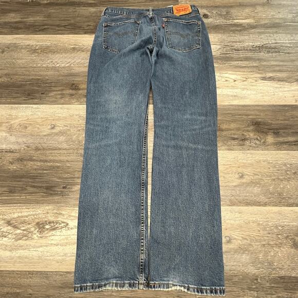 Levis 514 Mid Wash Blue 34x33 Straight Fit Stretch Faded Denim Jeans Red Tab - Picture 2 of 13